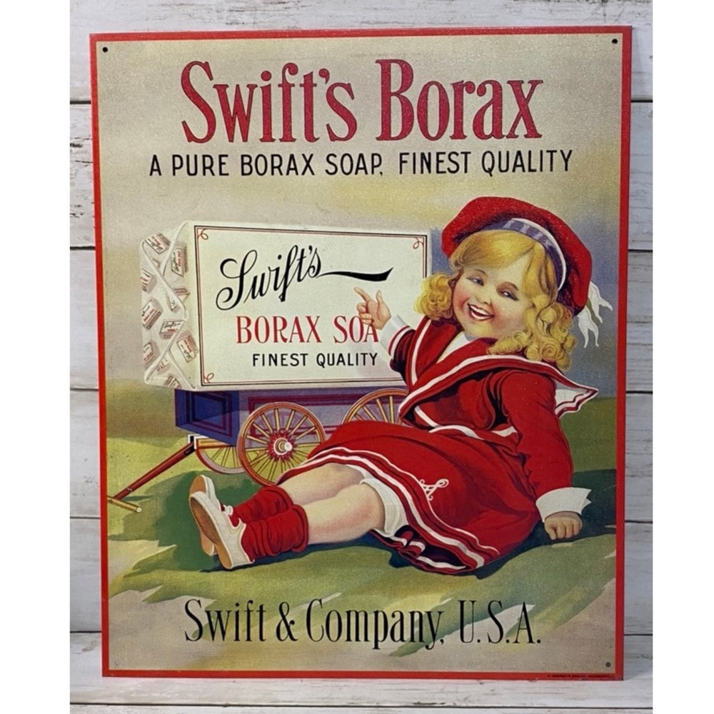 Vintage Swift's Borax Advertisement Metal Sign